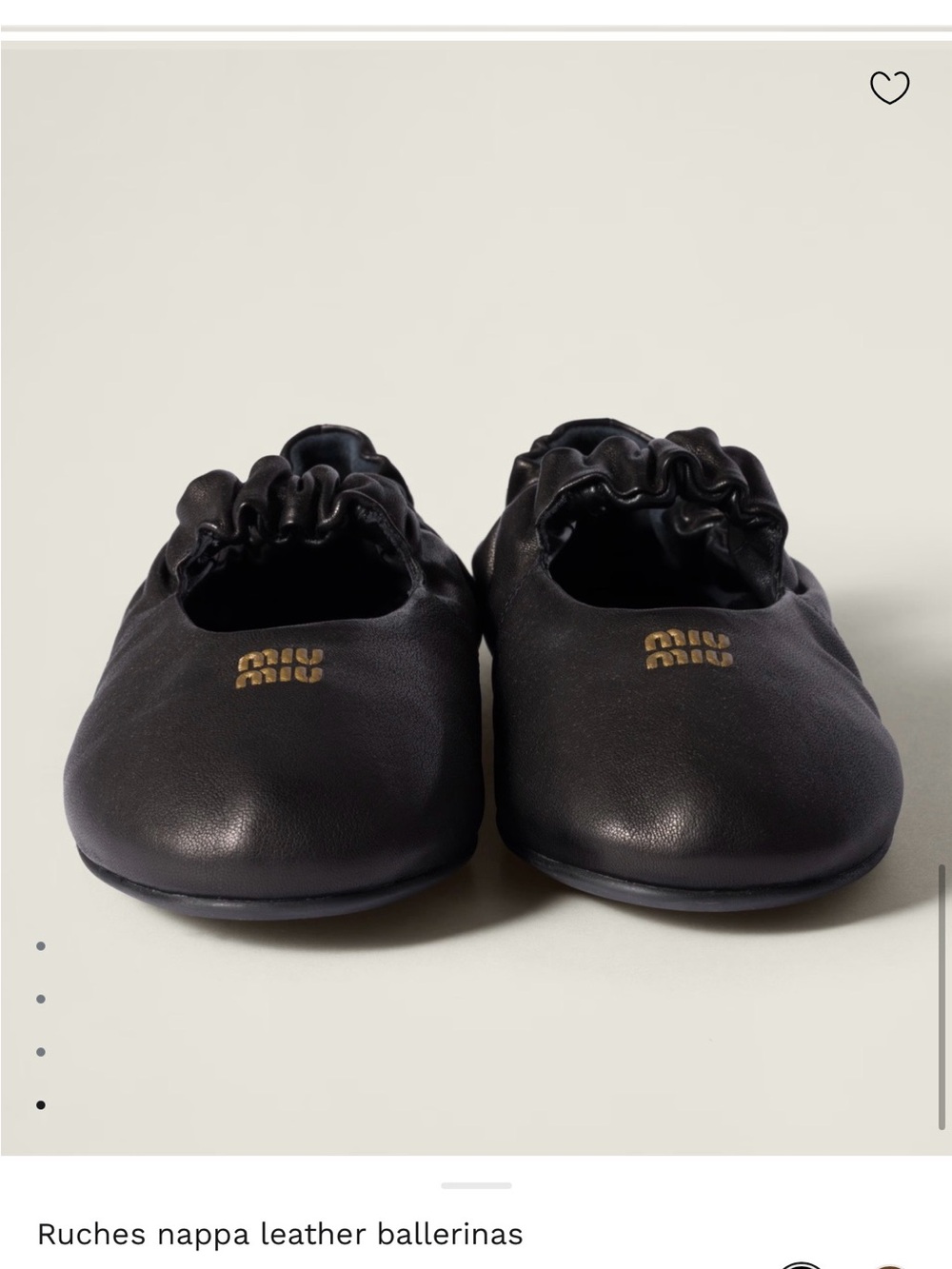 Miu Miu Black Ballet Ballerina Flats with Gold Logo Accent - Picture 4 of 10